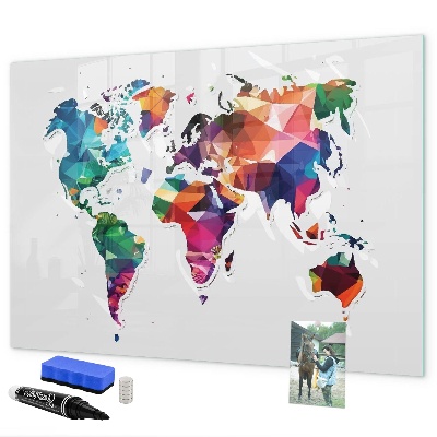 Schreib magnettafel Bunte Weltkarte mit Fotos