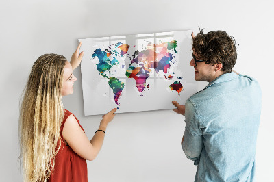 Schreib magnettafel Bunte Weltkarte mit Fotos