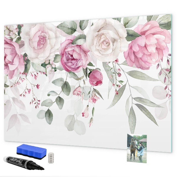 Magnettafel zum schreiben Blumenmuster für Fotos und Notizen