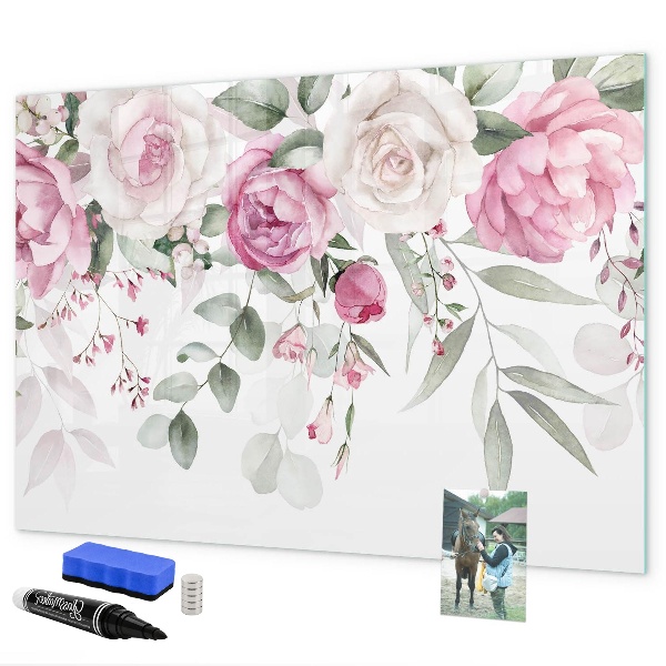 Magnettafel zum schreiben Blumenmuster für Fotos und Notizen