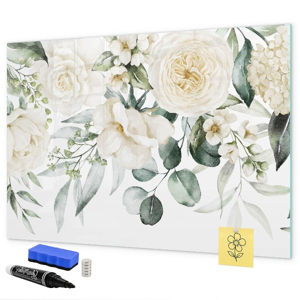 Magnettafel zum schreiben Blumenmotiv mit Platz für Fotos