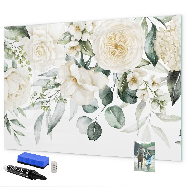 Magnettafel zum schreiben Blumenmotiv mit Platz für Fotos