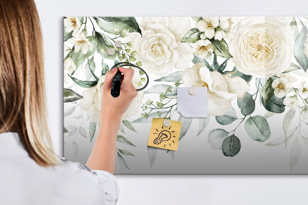 Magnettafel zum schreiben Blumenmotiv mit Platz für Fotos