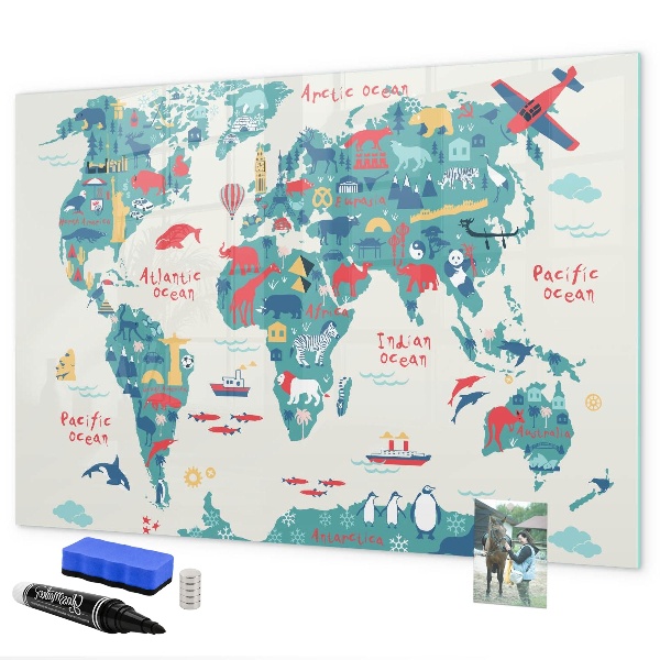 Magnettafel zum schreiben Interaktive Weltkarte mit Magneten