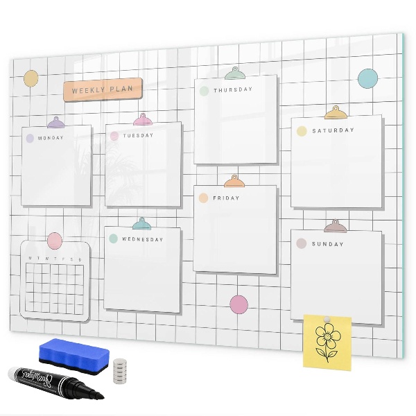 Schreib magnettafel Wochenplan mit Platz für Fotos