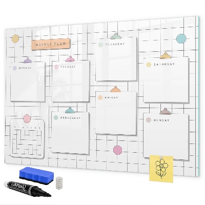 Schreib magnettafel Wochenplan mit Platz für Fotos