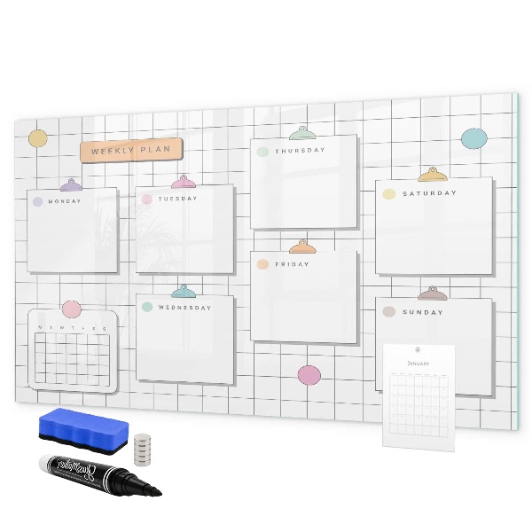 Schreib magnettafel Wochenplan mit Platz für Fotos