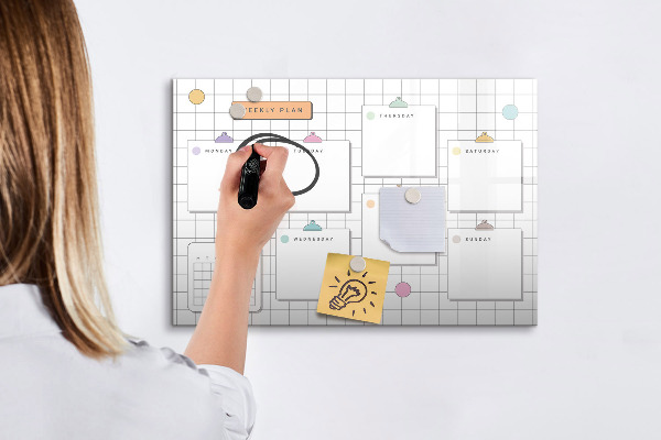 Schreib magnettafel Wochenplan mit Platz für Fotos