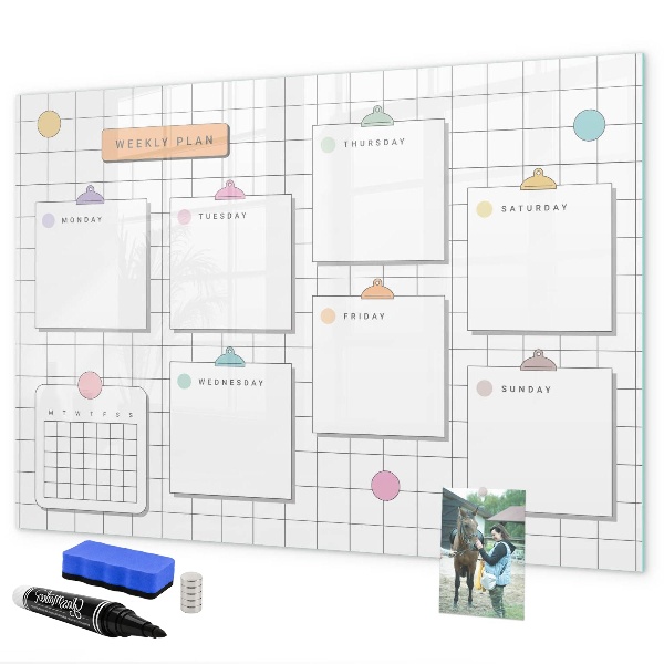 Schreib magnettafel Wochenplan mit Platz für Fotos