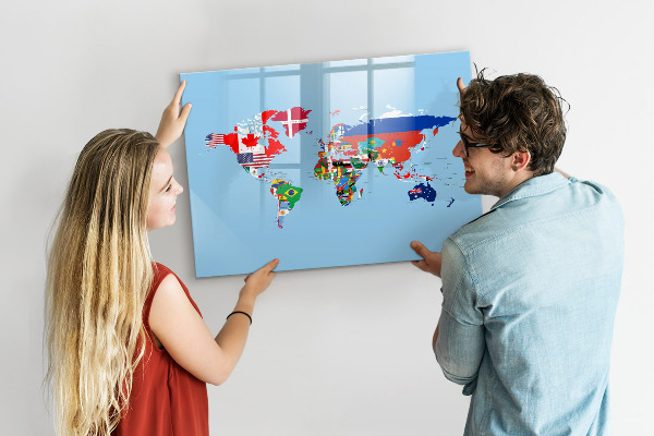 Schreib magnettafel Eine Weltkarte mit Orten und Erinnerungen