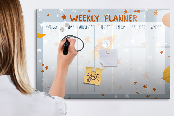 Magnettafel zum schreiben Wochenplaner mit Platz für Fotos