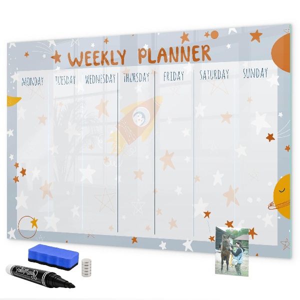Magnettafel zum schreiben Wochenplaner mit Platz für Fotos
