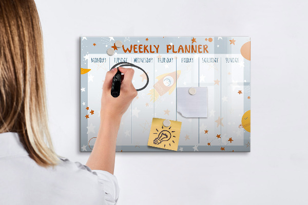 Magnettafel zum schreiben Wochenplaner mit Platz für Fotos