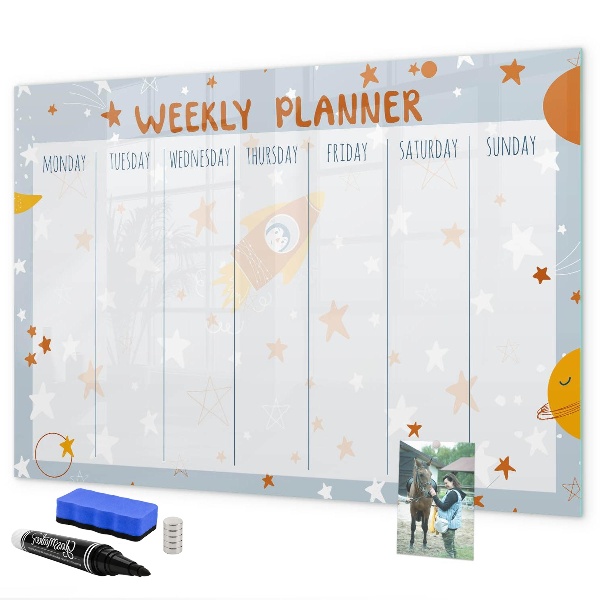 Magnettafel zum schreiben Wochenplaner mit Platz für Fotos