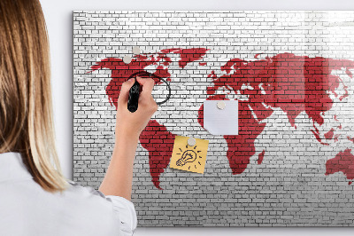 Magnettafel zum schreiben Weltkarte mit Fotostandorten