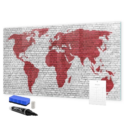 Magnettafel zum schreiben Weltkarte mit Fotostandorten