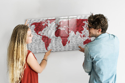 Magnettafel zum schreiben Weltkarte mit Fotostandorten