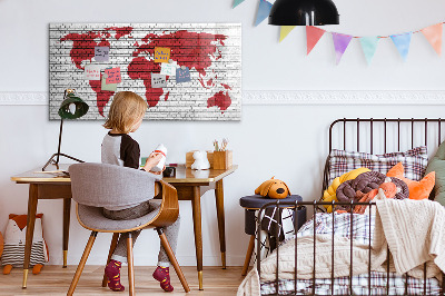 Magnettafel zum schreiben Weltkarte mit Fotostandorten