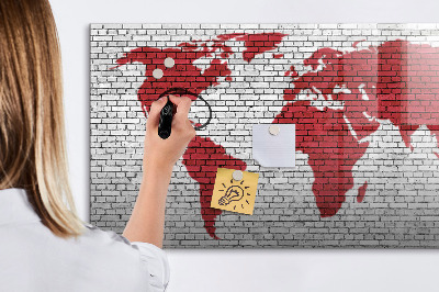 Magnettafel zum schreiben Weltkarte mit Fotostandorten