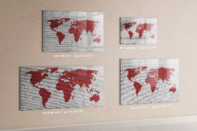 Magnettafel zum schreiben Weltkarte mit Fotostandorten