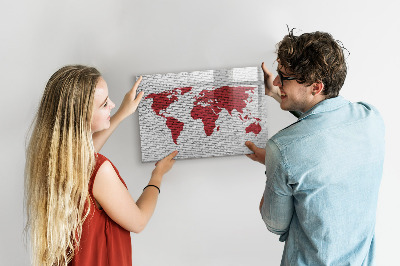 Magnettafel zum schreiben Weltkarte mit Fotostandorten
