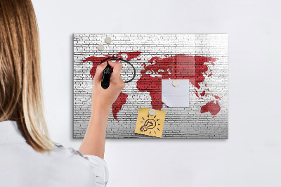 Magnettafel zum schreiben Weltkarte mit Fotostandorten