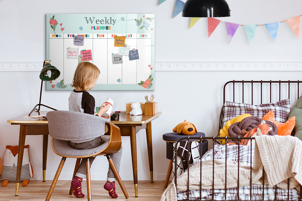 Magnettafel zum schreiben Wochenplaner mit Platz für Fotos
