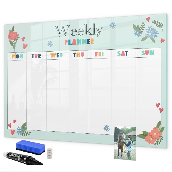 Magnettafel zum schreiben Wochenplaner mit Platz für Fotos