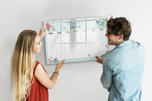 Magnettafel zum schreiben Wochenplaner mit Platz für Fotos