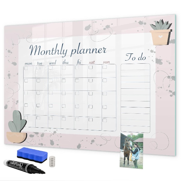 Schreib magnettafel Monatsplaner mit Platz für Fotos