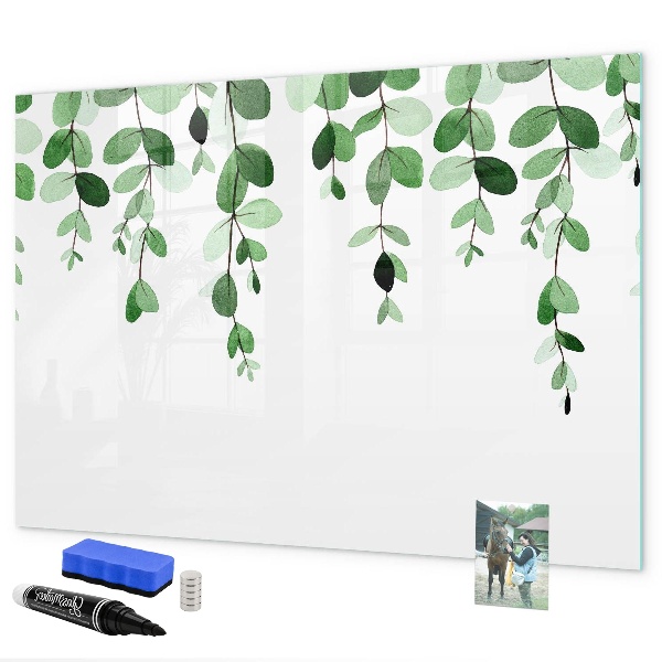 Schreib magnettafel Grüne Blätter und Fotos an der Wand