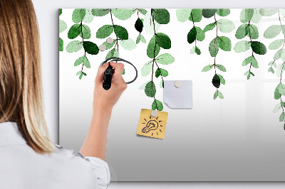 Schreib magnettafel Grüne Blätter und Fotos an der Wand