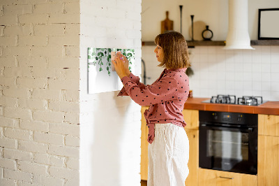 Schreib magnettafel Grüne Blätter und Fotos an der Wand