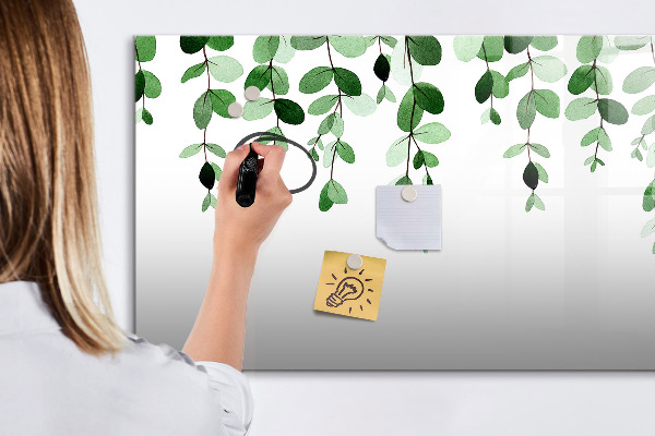 Schreib magnettafel Grüne Blätter und Fotos an der Wand