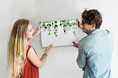 Schreib magnettafel Grüne Blätter und Fotos an der Wand