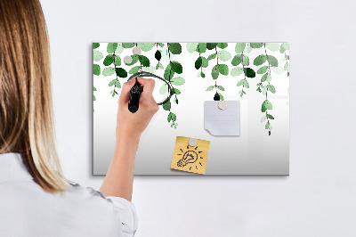 Schreib magnettafel Grüne Blätter und Fotos an der Wand