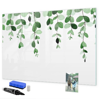 Schreib magnettafel Grüne Blätter und Fotos an der Wand