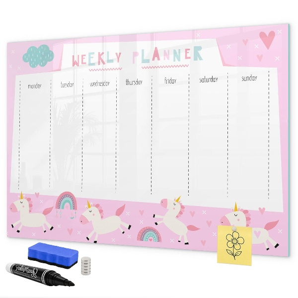 Magnettafel zum schreiben Einhorn-Wochenplaner