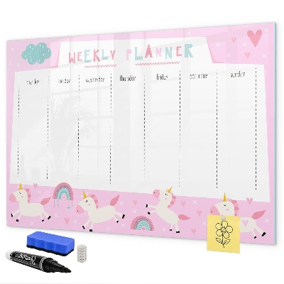 Magnettafel zum schreiben Einhorn-Wochenplaner