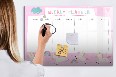 Magnettafel zum schreiben Einhorn-Wochenplaner