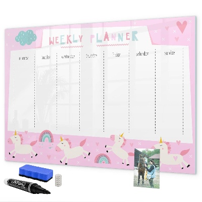 Magnettafel zum schreiben Einhorn-Wochenplaner