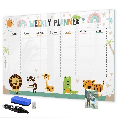 Schreib magnettafel Wochenplaner mit Tiermotiven