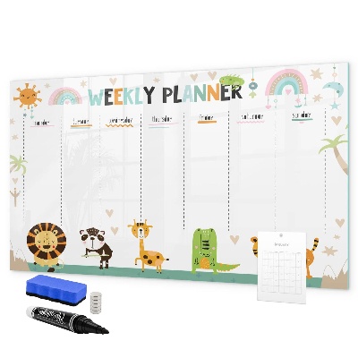 Schreib magnettafel Wochenplaner mit Tiermotiven
