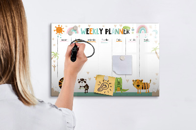 Schreib magnettafel Wochenplaner mit Tiermotiven