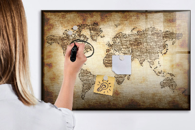 Magnettafel zum schreiben Weltkarte mit Fotostandorten