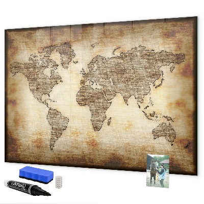 Magnettafel zum schreiben Weltkarte mit Fotostandorten