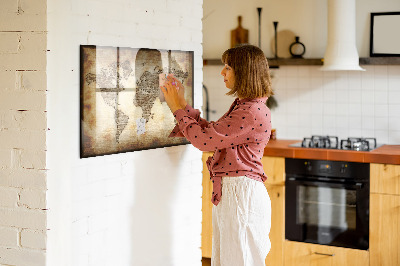 Magnettafel zum schreiben Weltkarte mit Fotostandorten
