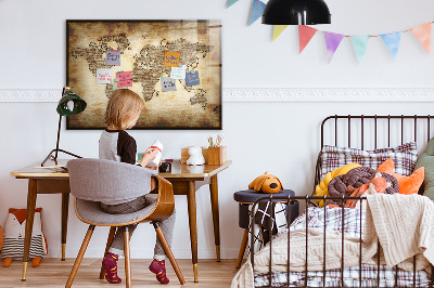 Magnettafel zum schreiben Weltkarte mit Fotostandorten