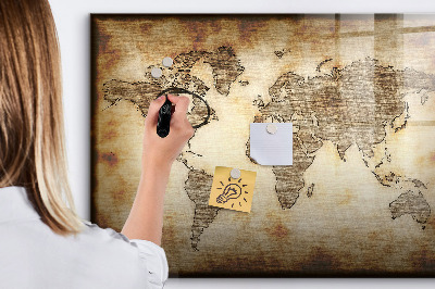 Magnettafel zum schreiben Weltkarte mit Fotostandorten