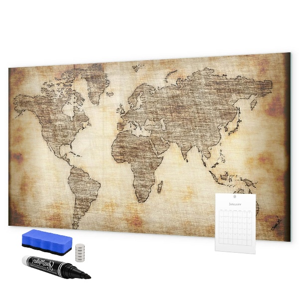 Magnettafel zum schreiben Weltkarte mit Fotostandorten